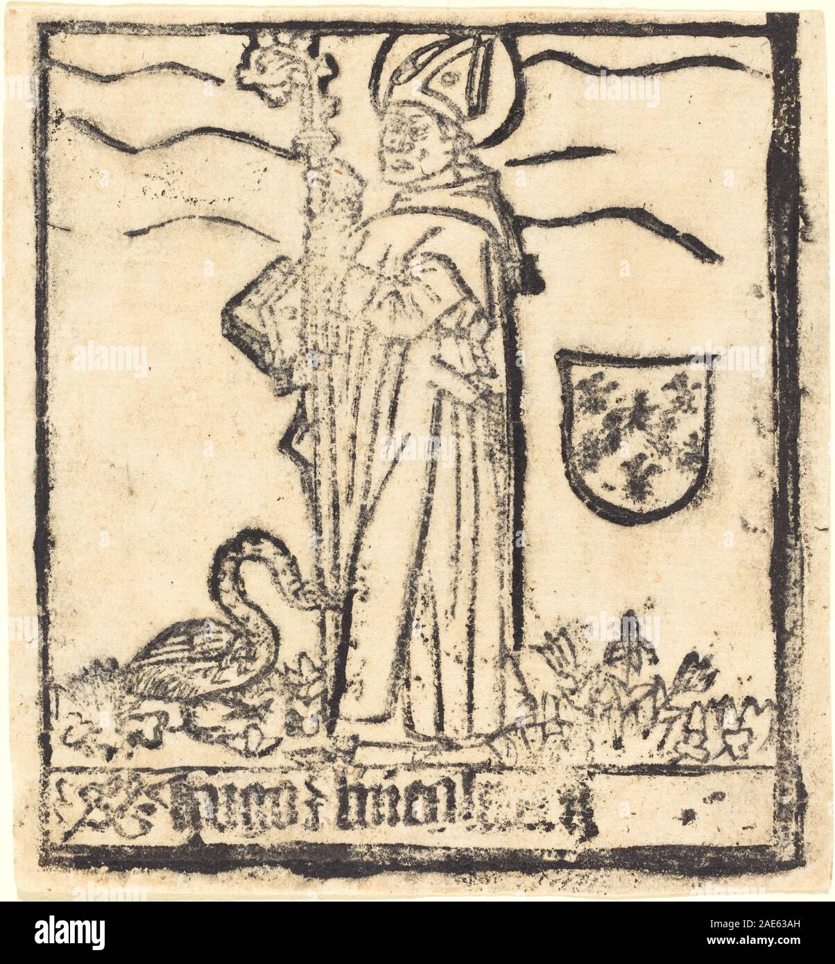 Saint Hugo of Lincoln (or Saint Hugo of Avalon); probably 1460/1480 German 15th Century, Saint Hugo of Lincoln (or Saint Hugo of Avalon), probably 1460-1480 Stock Photo