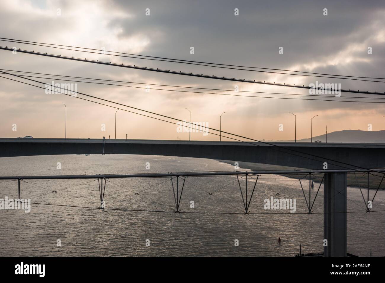 generic bridge wires cables over bay river waterway Stock Photo - Alamy