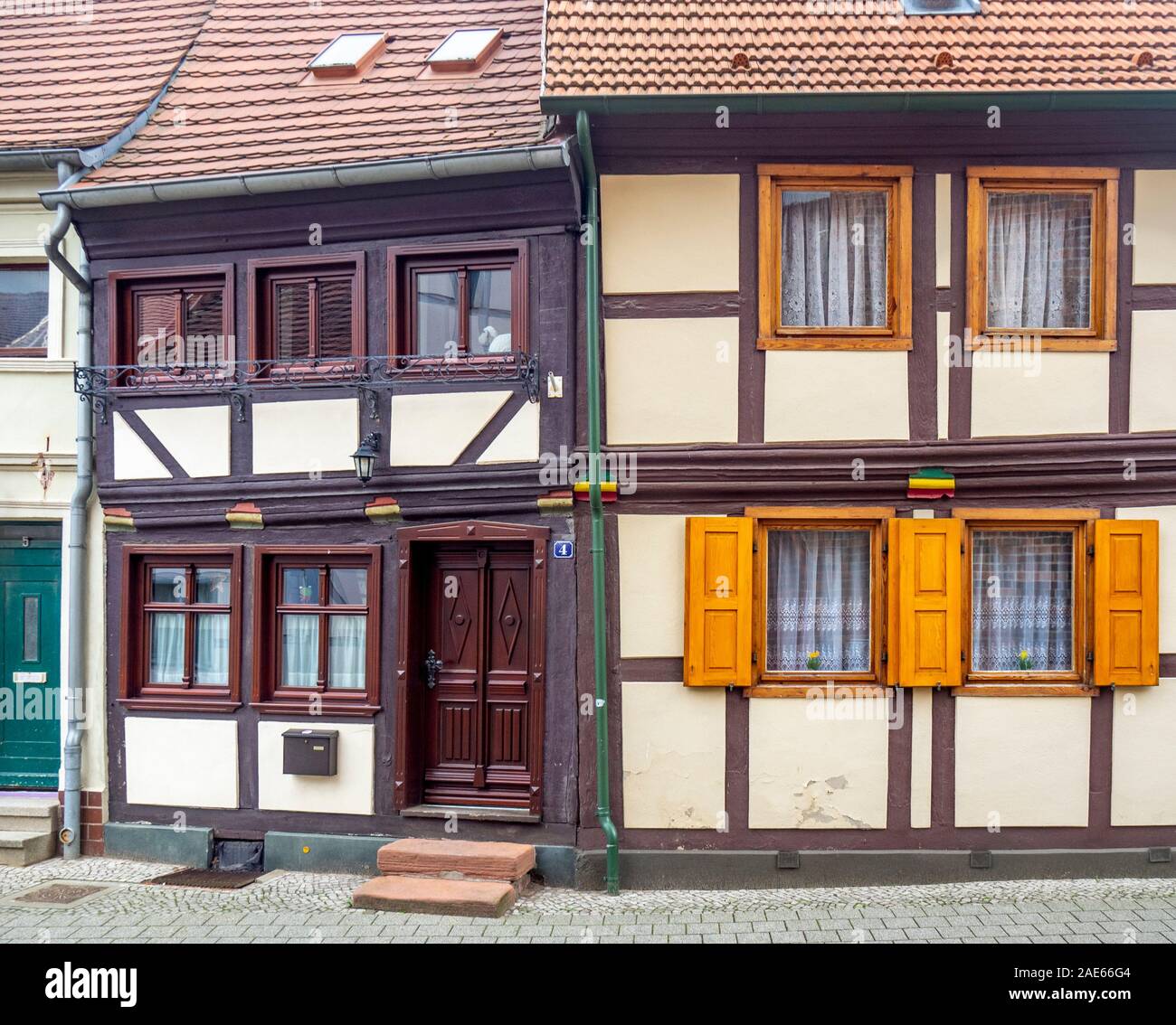 Traditional timber frame building in historic Altstadt Tangermünde Saxony-Anhalt Germany. Stock Photo