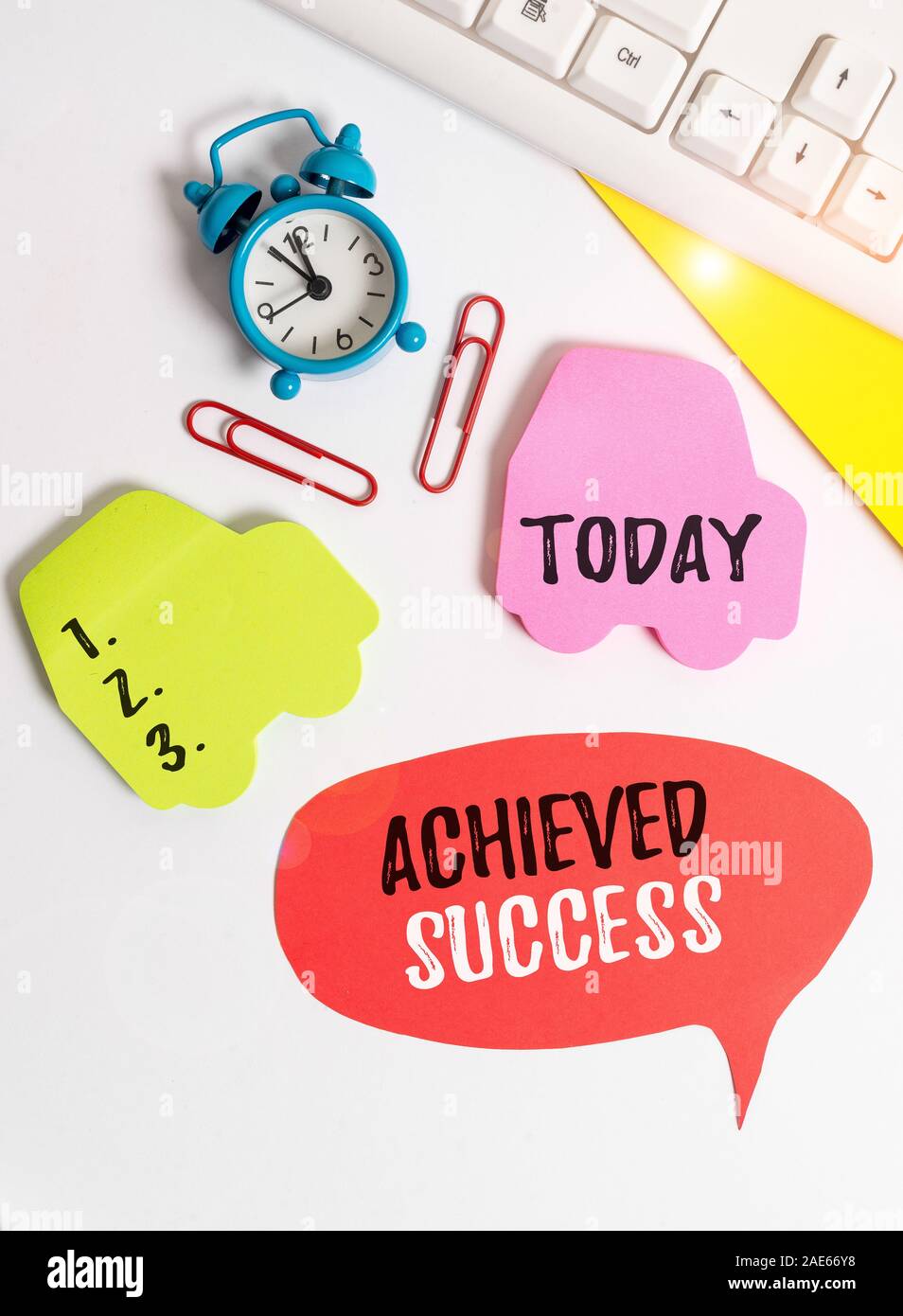 Successful Note Writing note showing Achieved Success. Business concept for the ...