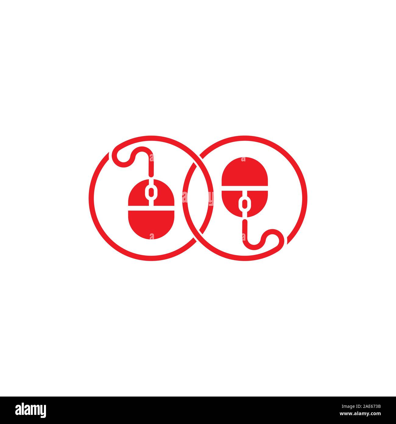 linked pc mouse cable symbol logo vector Stock Vector