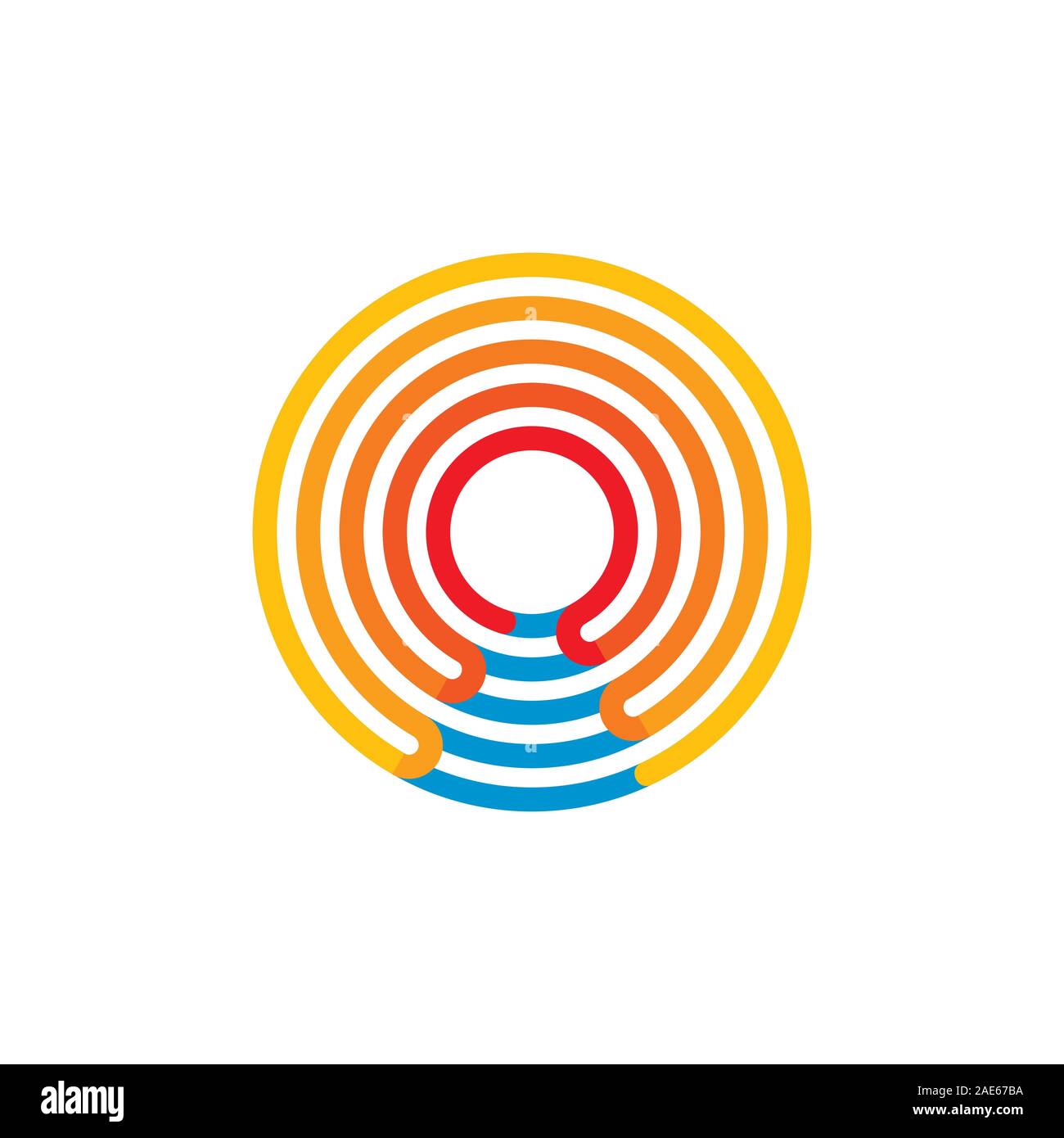 sun water sea gradient flat logo vector Stock Vector