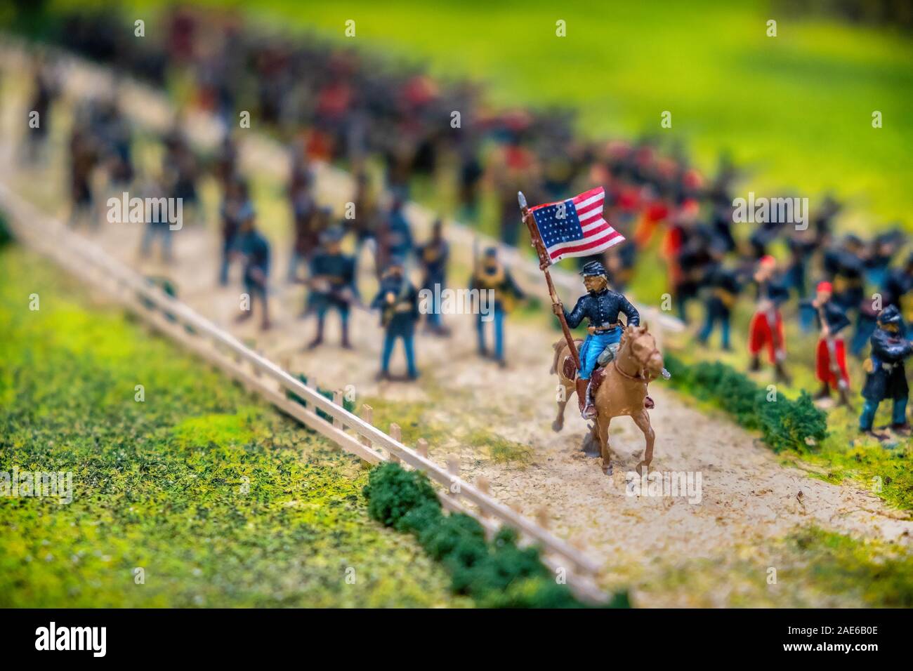 american civil war toy soldier with flag gettysburg battle model near Washington Stock Photo
