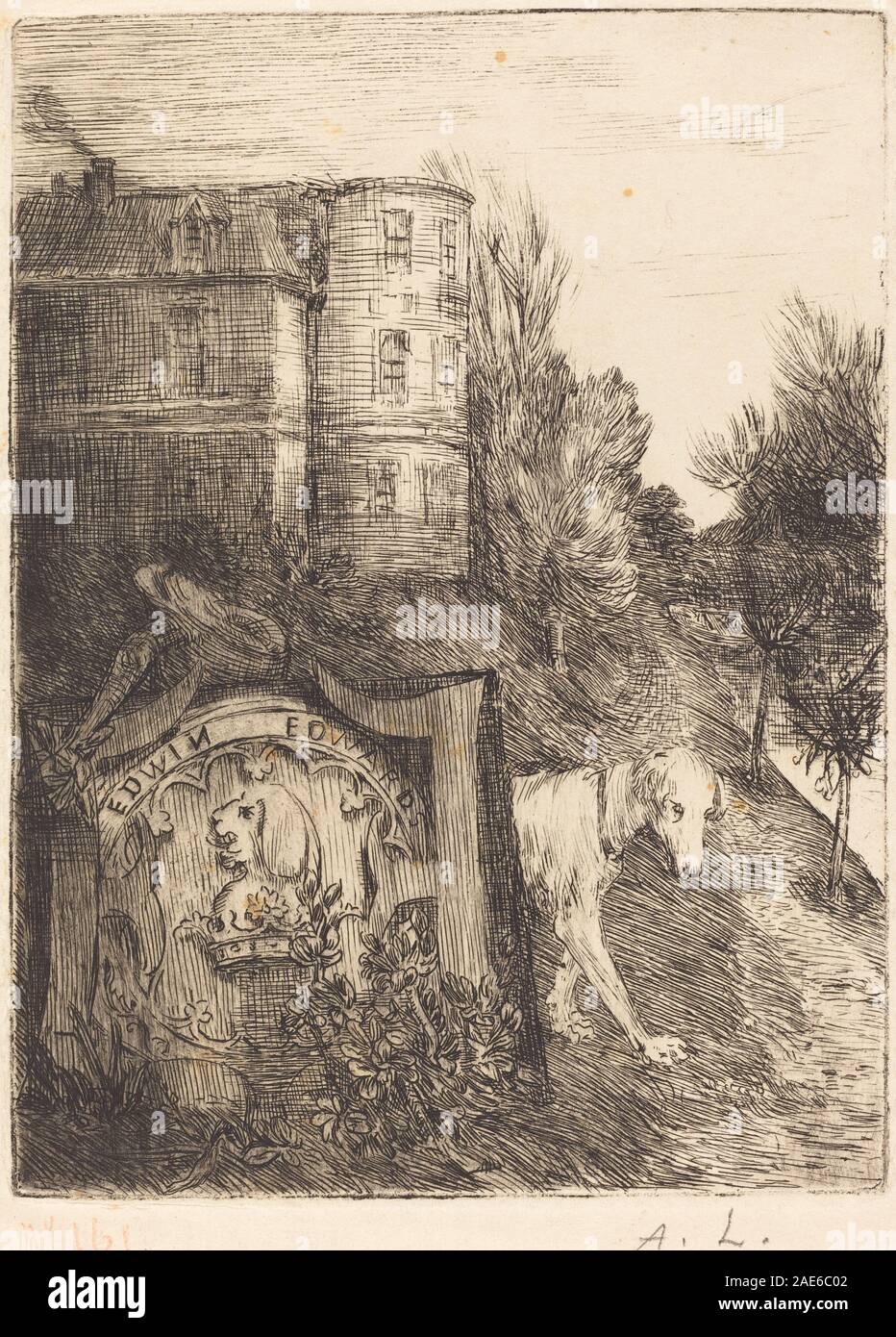 Alphonse Legros' ex-libris design for Edwin Edwards, showing decorative ...