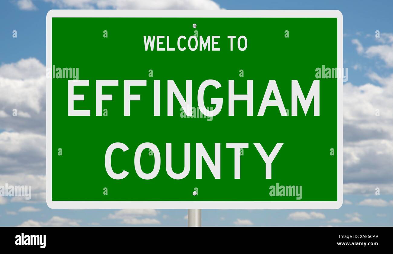 Rendering of a 3d green highway sign for Effingham County Stock Photo Alamy