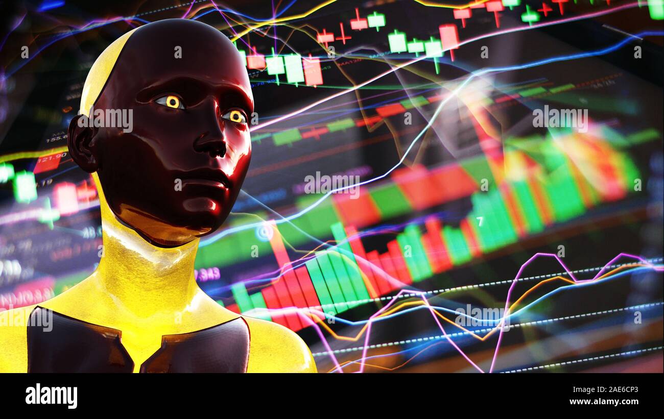 Artificial Intelligence Algorithm Trading Stock Market 3D Illustration Stock Photo