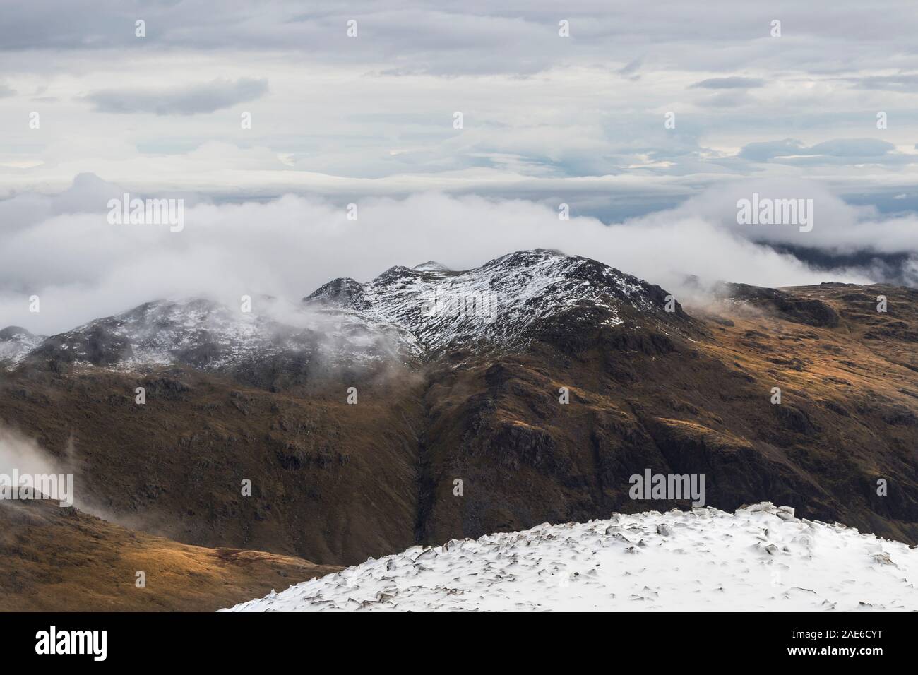 The View from the Summit of Scafell Pike towards Crinkle Crags, Lake District, Cumbria, UK Stock Photo