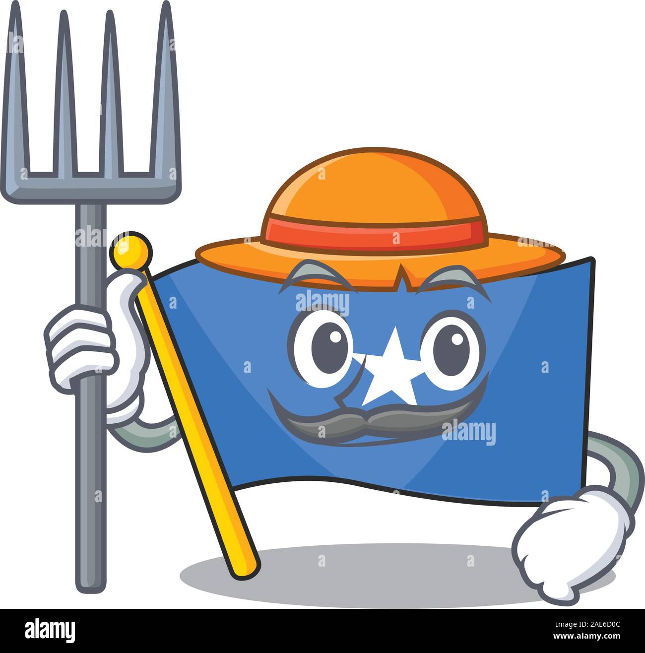 Farmer flag somalia cartoon character with hat and tools Stock Vector