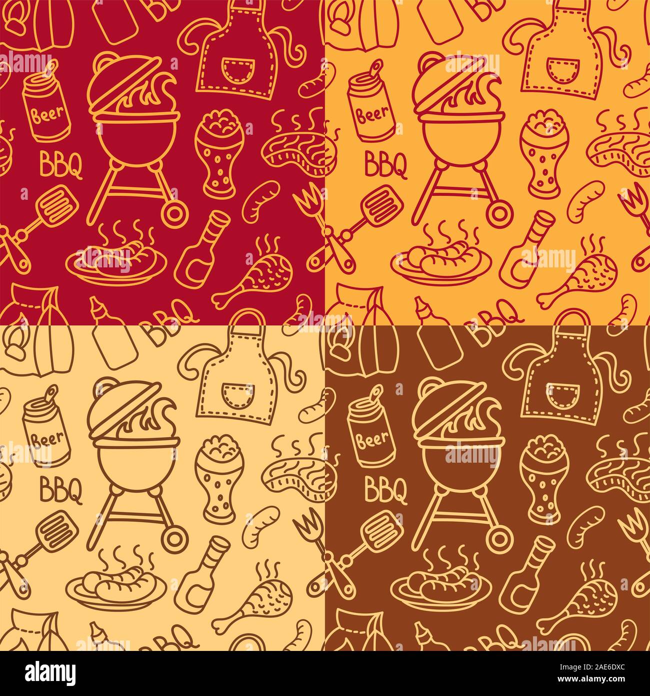 illustration of seamless pattern of barbecue grill picnic Stock Vector ...