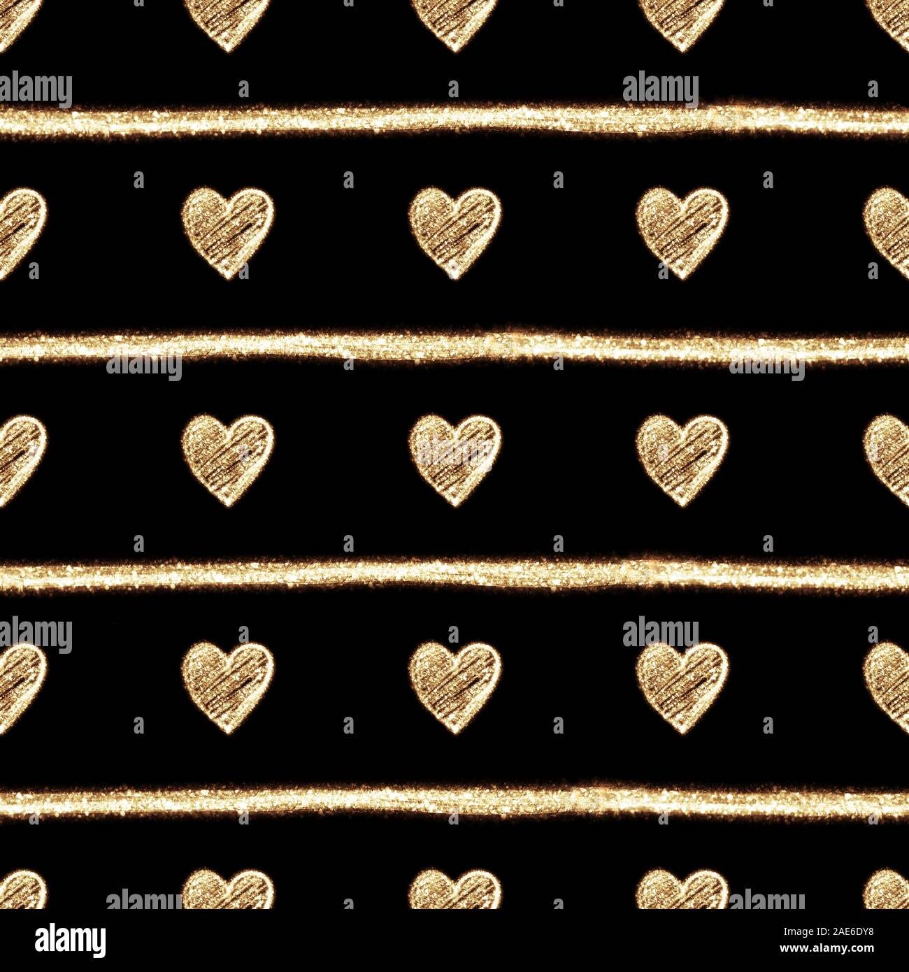 Golden hearts seamless pattern on black background Stock Photo - Alamy