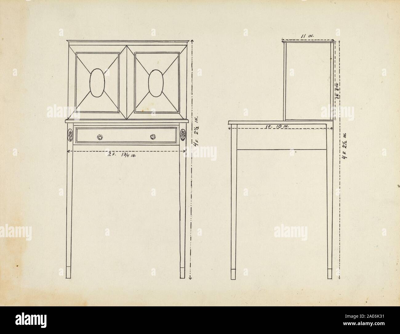 Architectural plan created around 1953 showing detailed layout ...