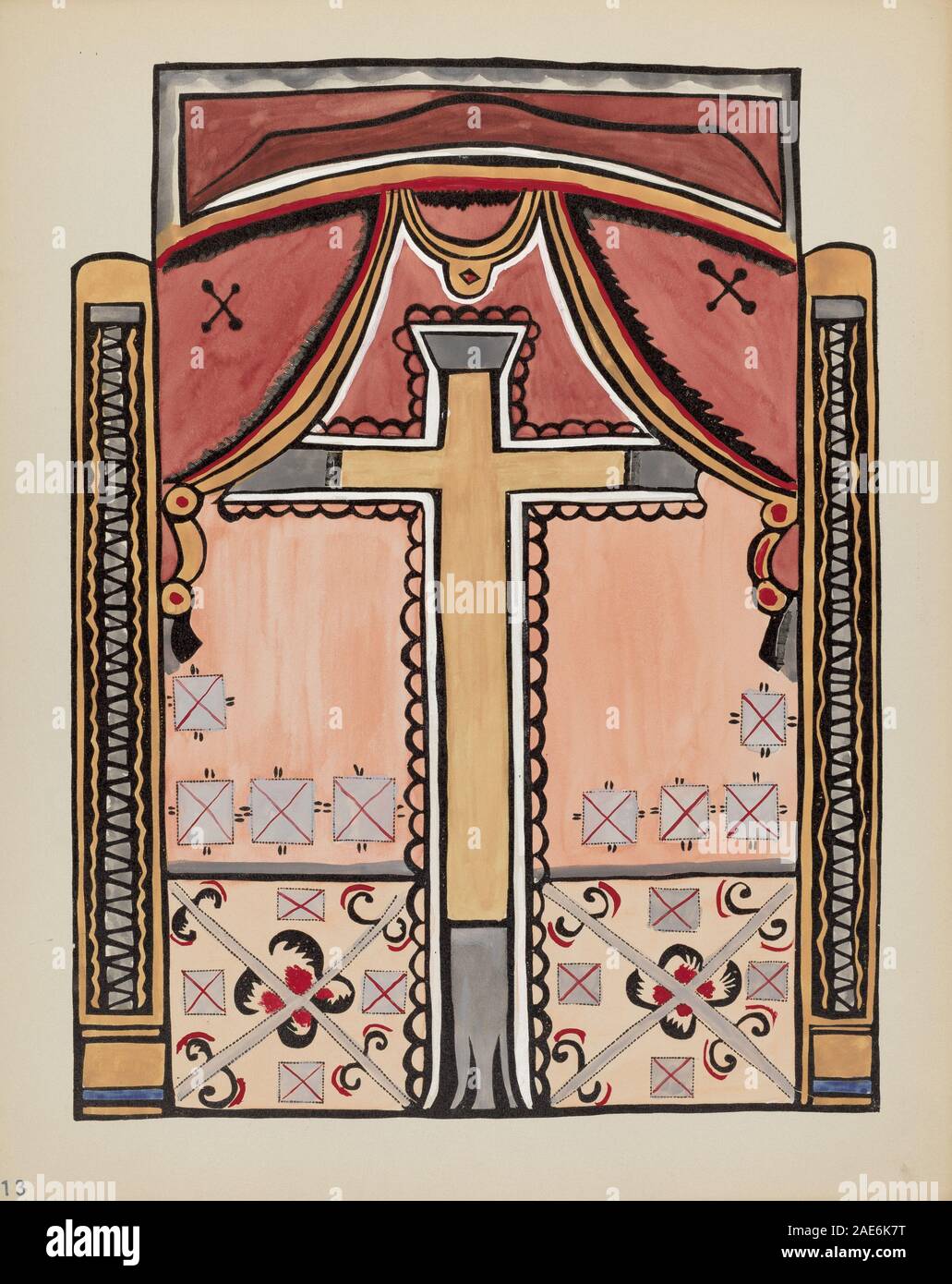 Plate 13 Design with Cross, Chimayo From Portfolio Spanish Colonial