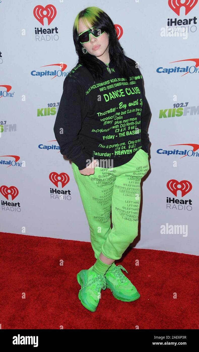 Inglewood, CA. 6th Dec, 2019. Billie Eilish at arrivals for KIIS FM's iHeartRadio Jingle Ball 2019 - Arrivals, The Forum, Inglewood, CA December 6, 2019. Credit: Elizabeth Goodenough/Everett Collection/Alamy Live News Stock Photo