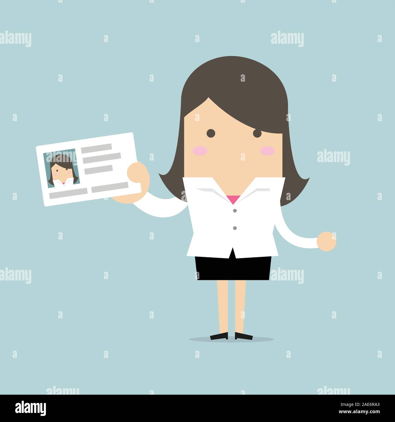 Businesswoman holding id card in flat style Stock Vector Image & Art