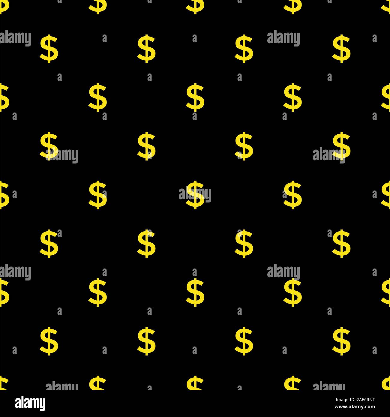Seamless dollar sign on black background. vector Stock Vector Image