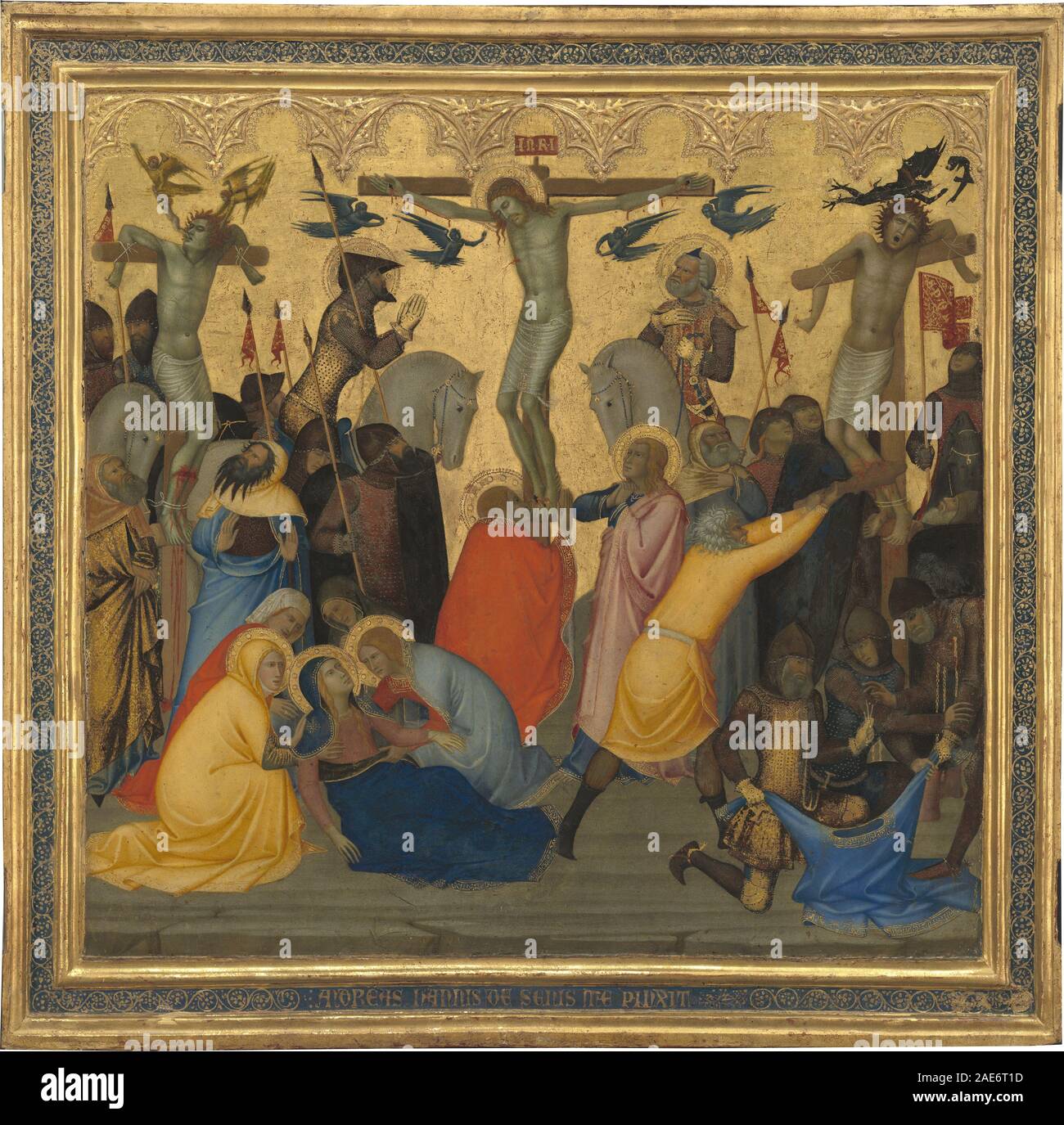 Scenes from the Passion of Christ: The Crucifixion [middle panel]; 1380s Andrea Vanni, Scenes from the Passion of Christ - The Crucifixion (middle panel), 1380s Stock Photo