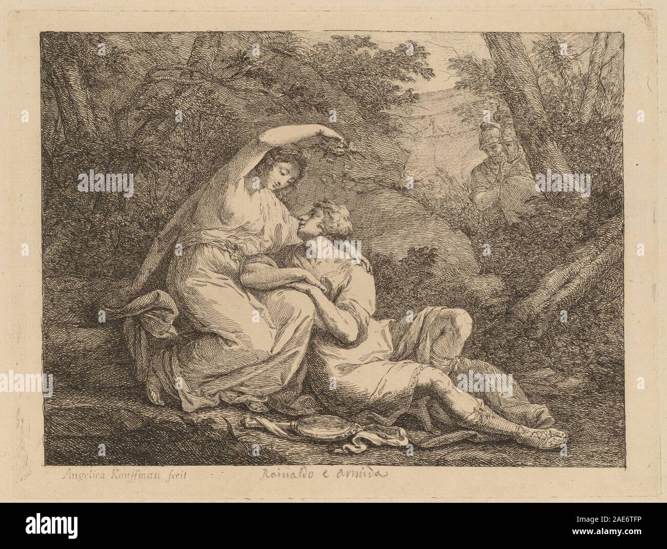 Depiction of Rinaldo and Armida from literary sources, showing figures ...