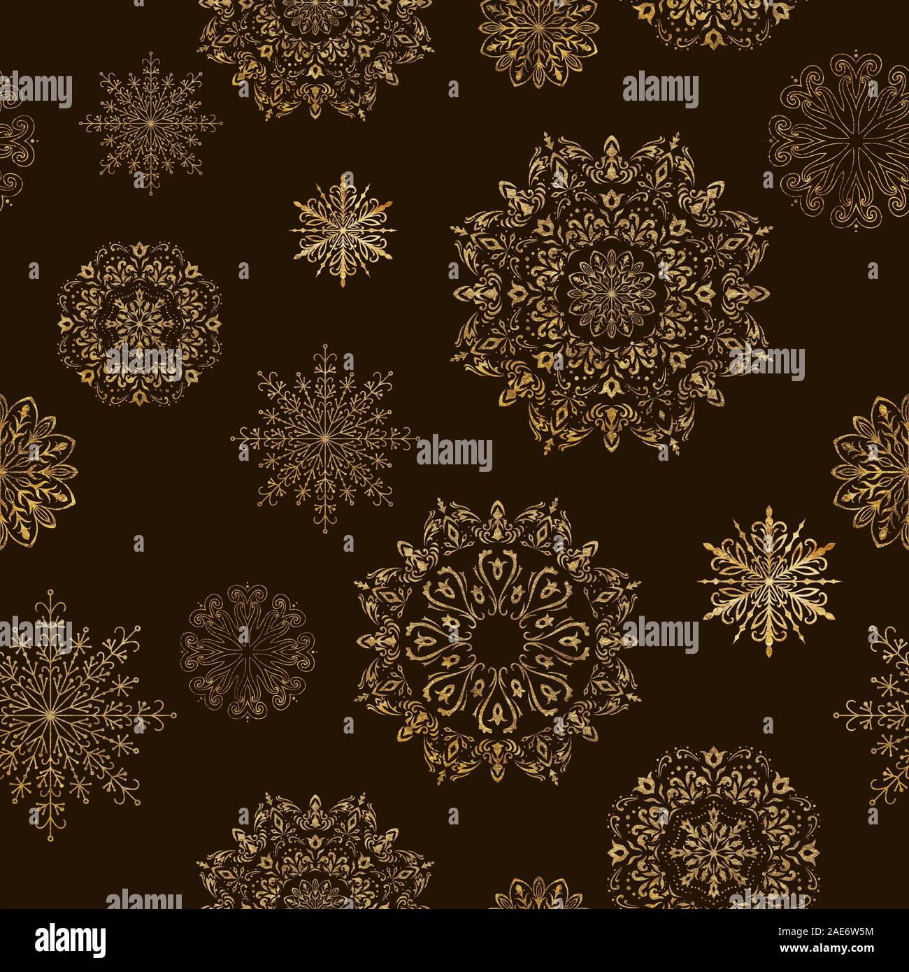 Christmas Festive Background With Gold Glitter Snowflakes Stock Photo ...