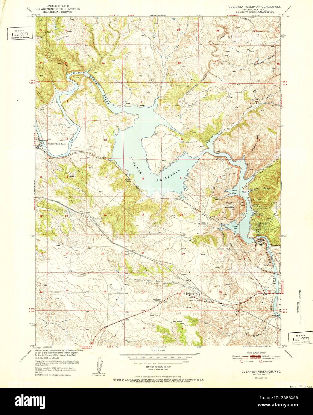 WY Guernsey Reservoir 339735 1951 24000 Restoration Stock Photo Alamy