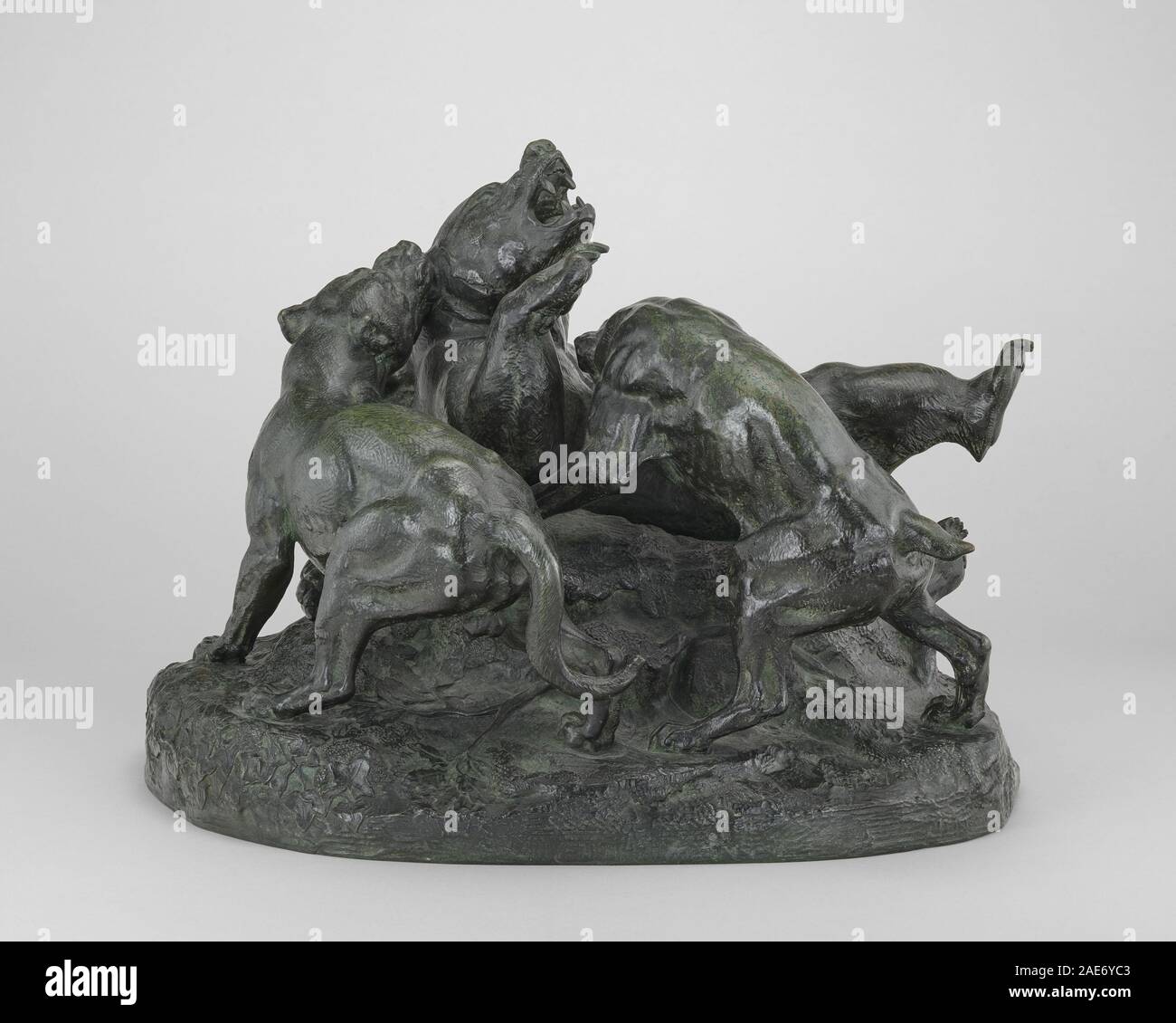 Bear Overthrown by Hounds; model c. 1834/1838, cast by 1873 Antoine-Louis Barye, Bear Overthrown by Hounds, model c 1834-1838, cast by 1873 Stock Photo