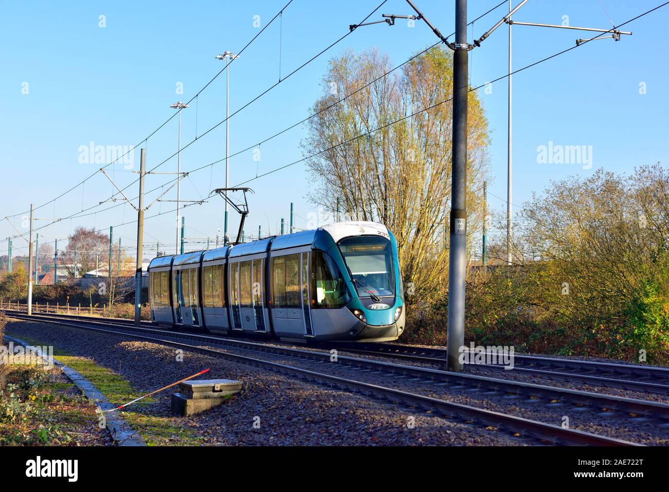 Nottingham tram,on the approach to Wilkinson street tram stop ...