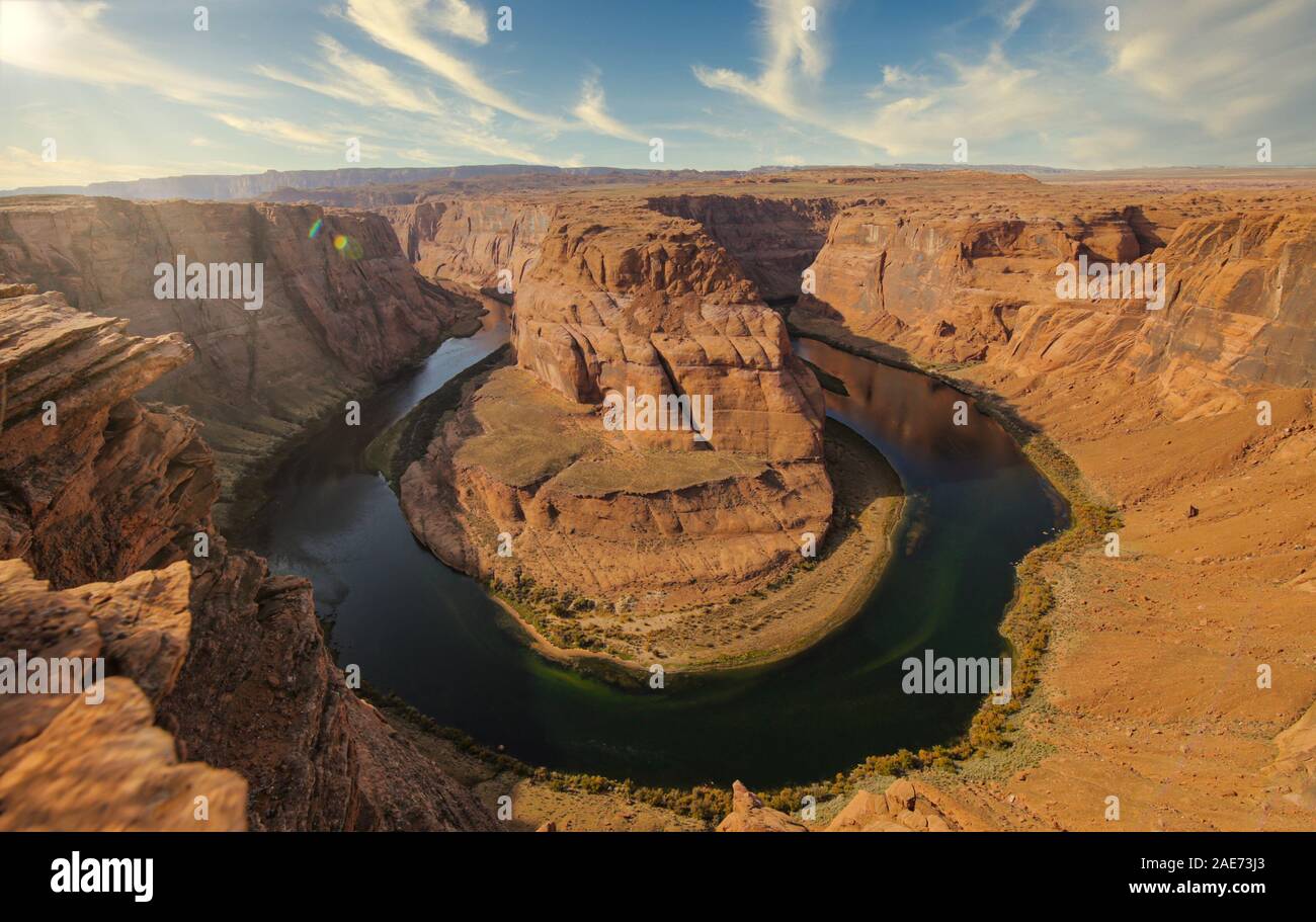 Aerial shot of the famous Horseshoe Bend and Colorado river, AZ Stock ...