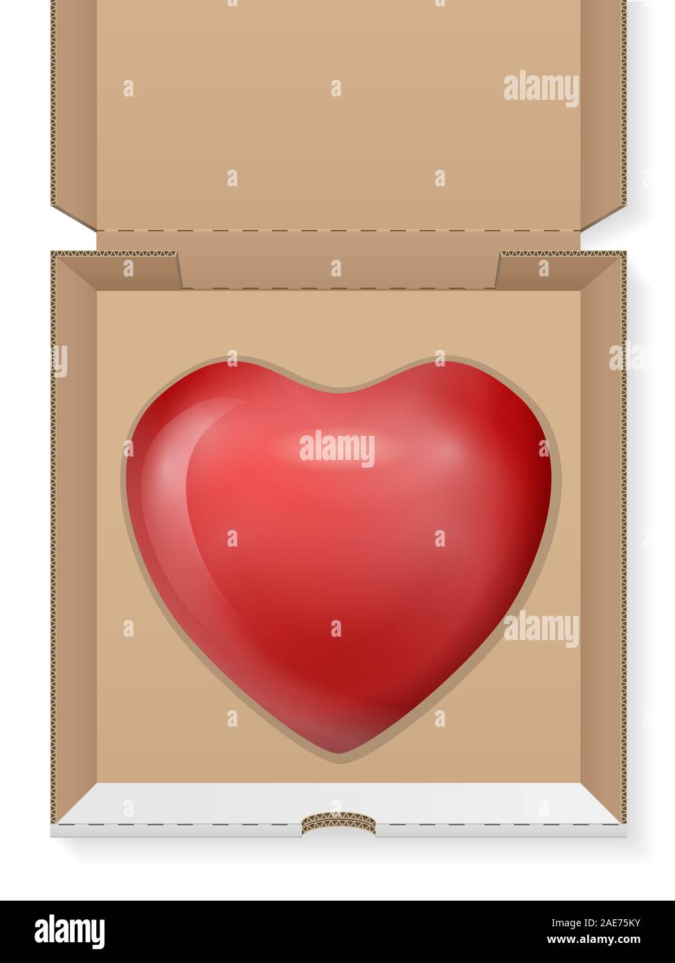 Heart in pizza box on a white background. Vector illustration Stock