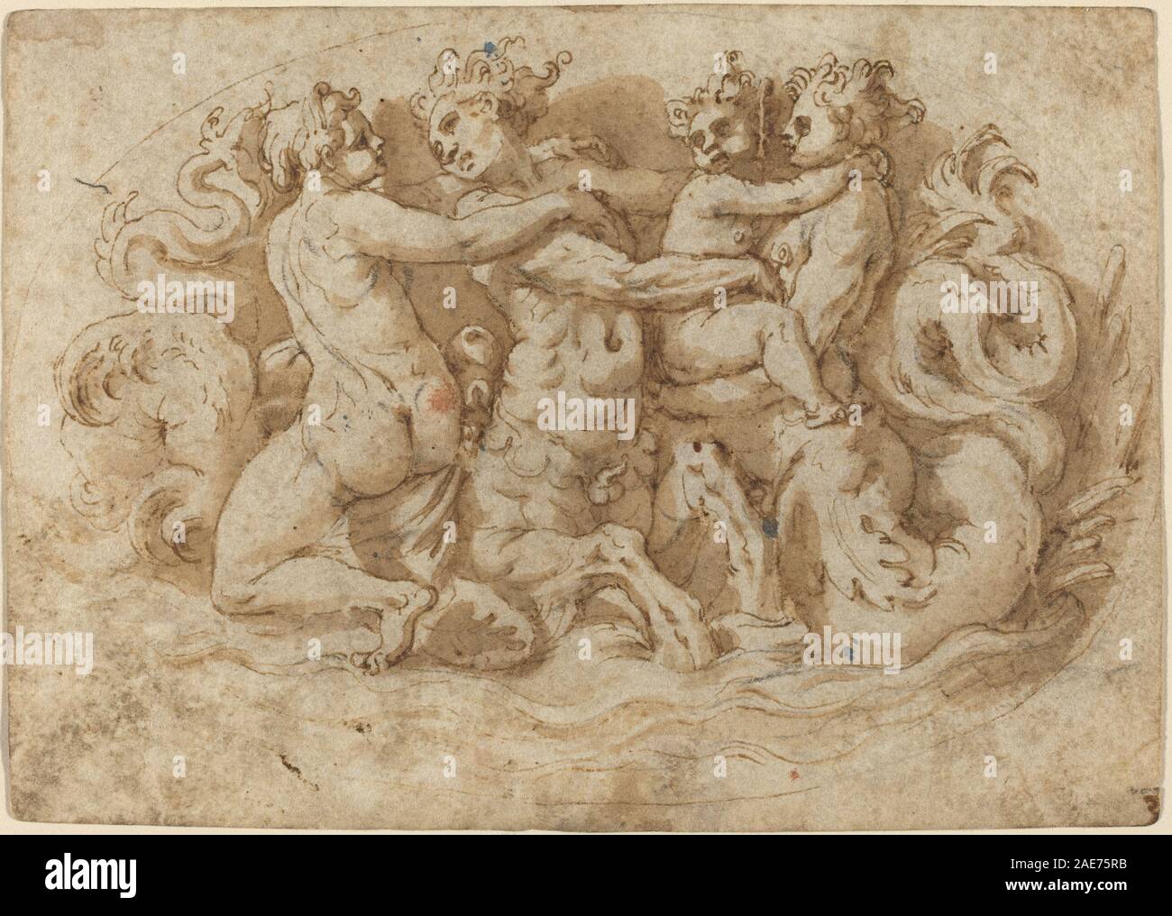 Tritons and Nymphs Attributed to Pellegrino Tibaldi, Tritons and Nymphs Stock Photo