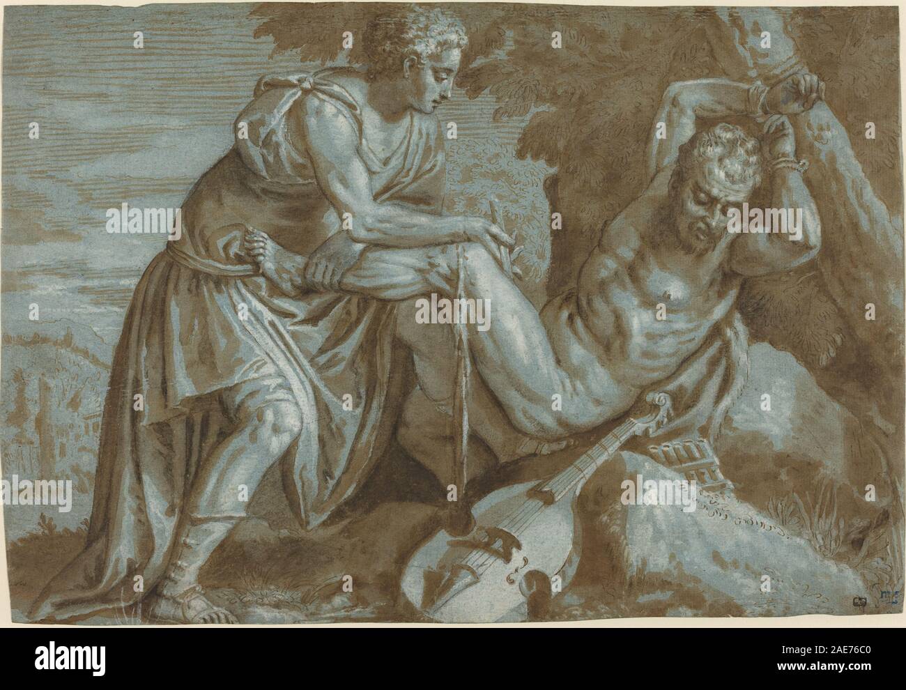 This artwork depicts the mythological scene of Apollo, the Greek god of ...