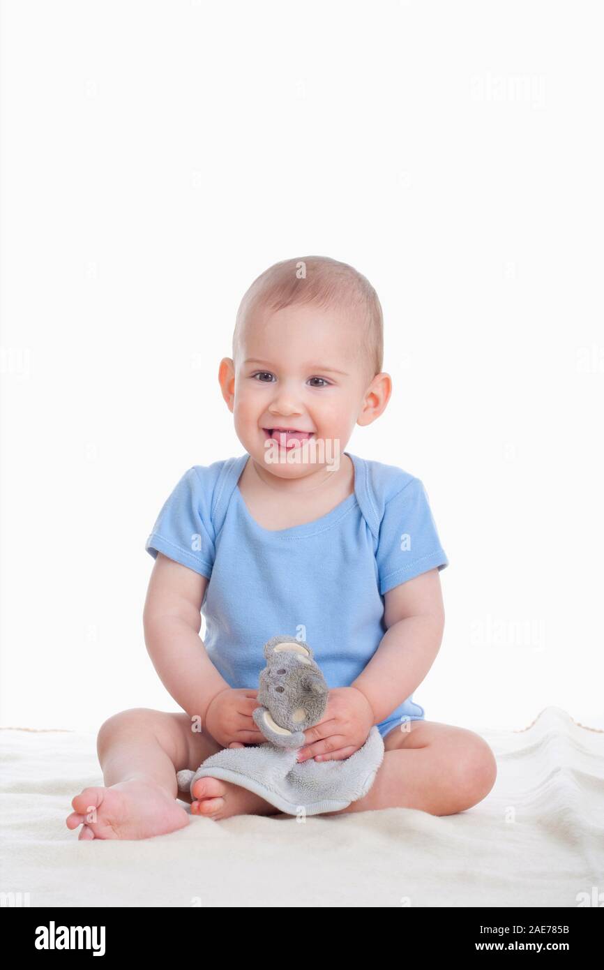 portrait of sweet little baby boy - isolated on white Stock Photo