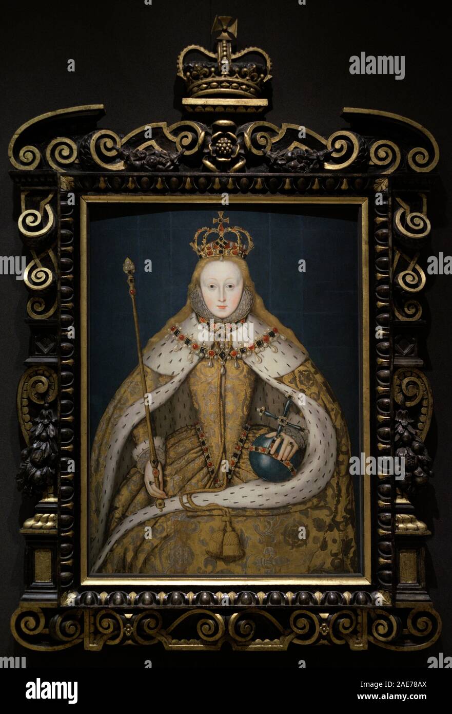 Isabel I de Inglaterra (Elizabeth I), la Reina Virgen (1533-1603). Reina de Inglaterra e Irlanda (1558-1603). Retrato de Isabel I en su coronación, 1600. Oleo sobre tabla, h.1600. Autor inglés anónimo. National Portrait Gallery, Londres, Inglaterra. Stock Photo
