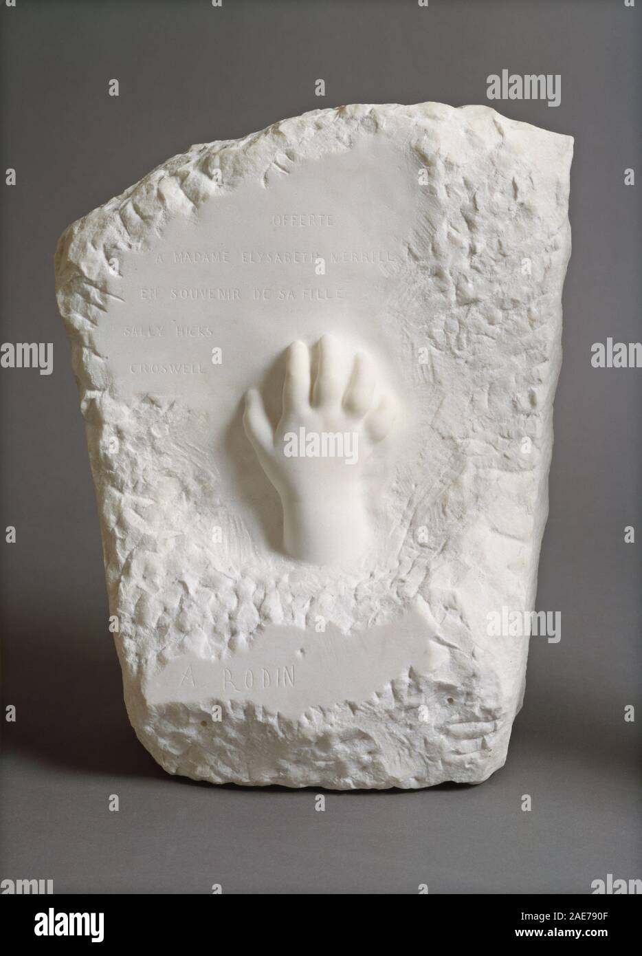 Auguste Rodin (French, 1840 - 1917), Memorial Relief (Hand of a Child), 1908, marble, Gift of Elizabeth Merrill Furness 1982.6.1 Auguste Rodin, Memorial Relief (Hand of a Child), 1908 Stock Photo