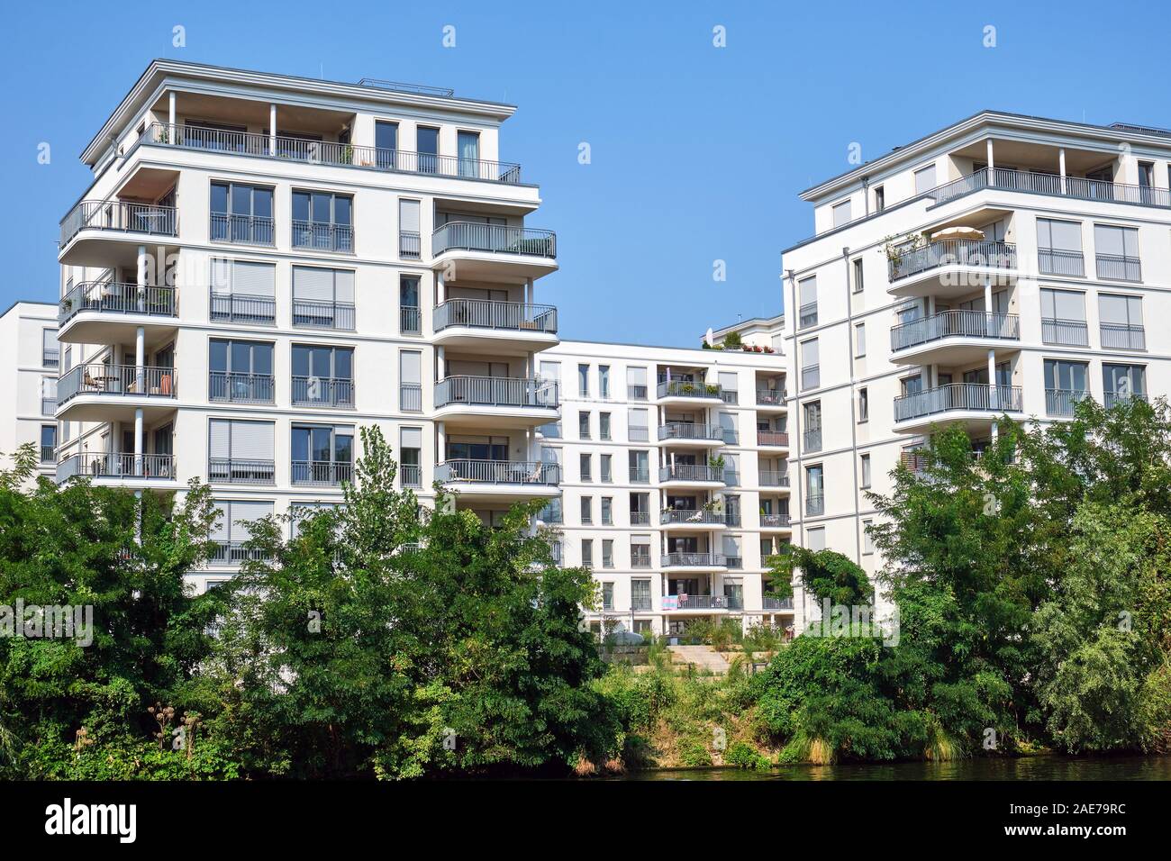 Modern white apartment buildings seen in Berlin, Germany Stock Photo ...