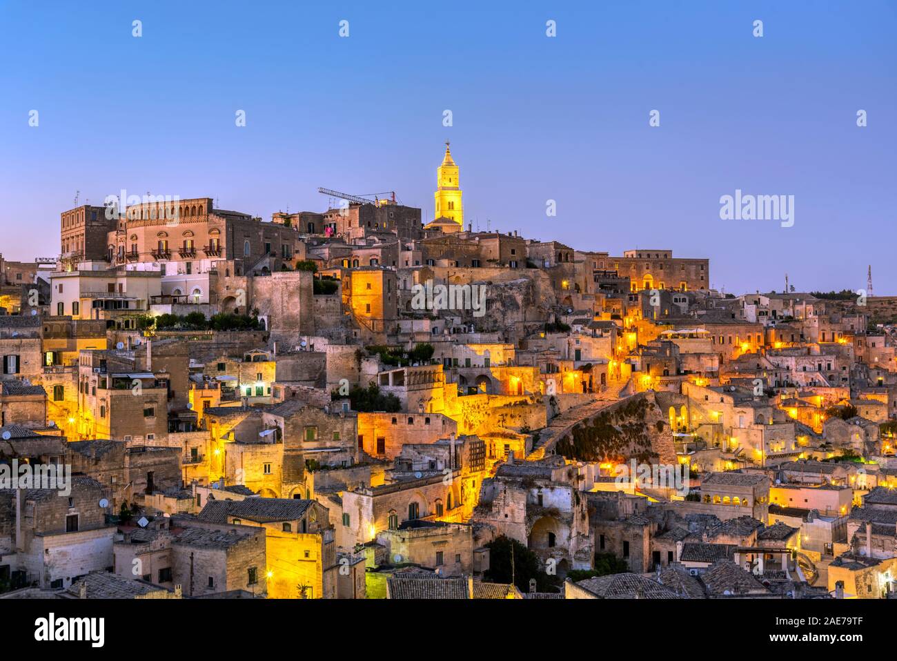 The beautiful old town of Matera in southern Italy at dusk Stock Photo