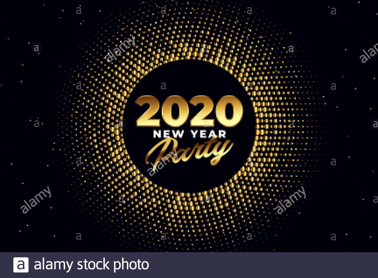 2020 New Year Party Golden Shiny Background Design Stock Vector