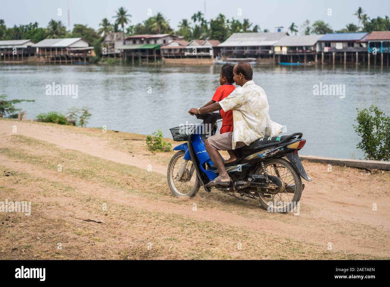 Transportation on the Don Khon Island, 4000 islands, Laos, Asia. Stock Photo