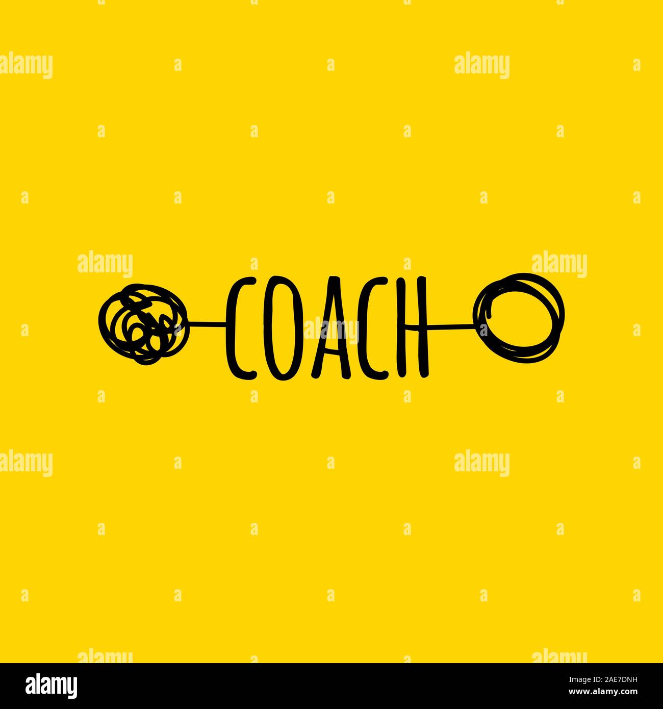 Coaching concept, psychotherapy hand drawn icon, vector sign with ...