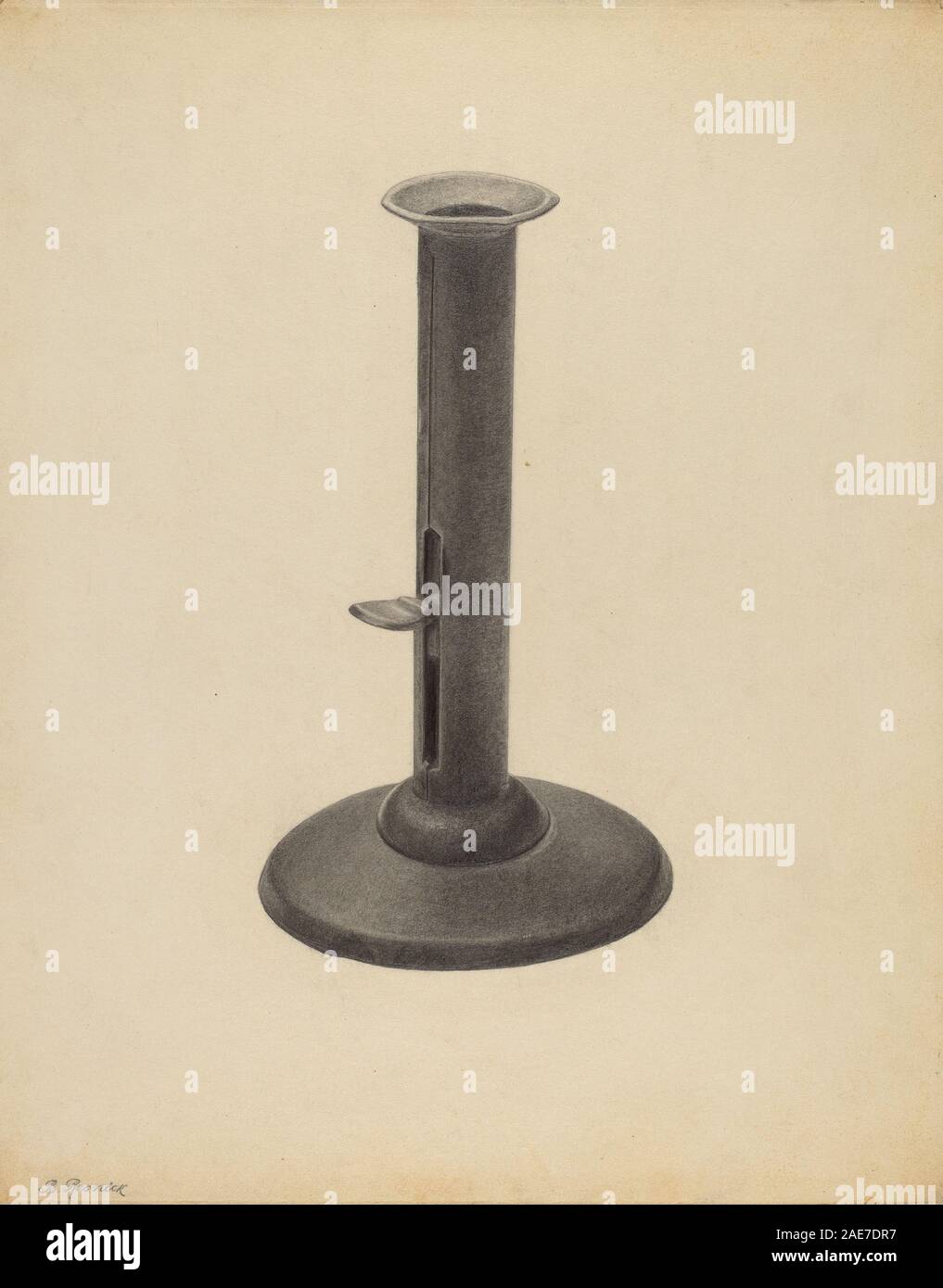 Candlestick designed by Benjamin Resnick around 1938, showing metal ...