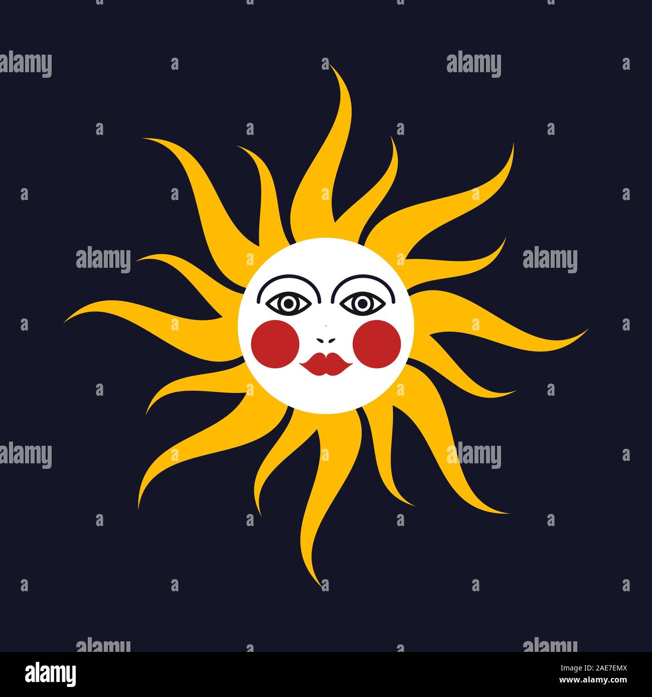Sun face, boho style, vector bohemian sign Stock Vector Image & Art Alamy