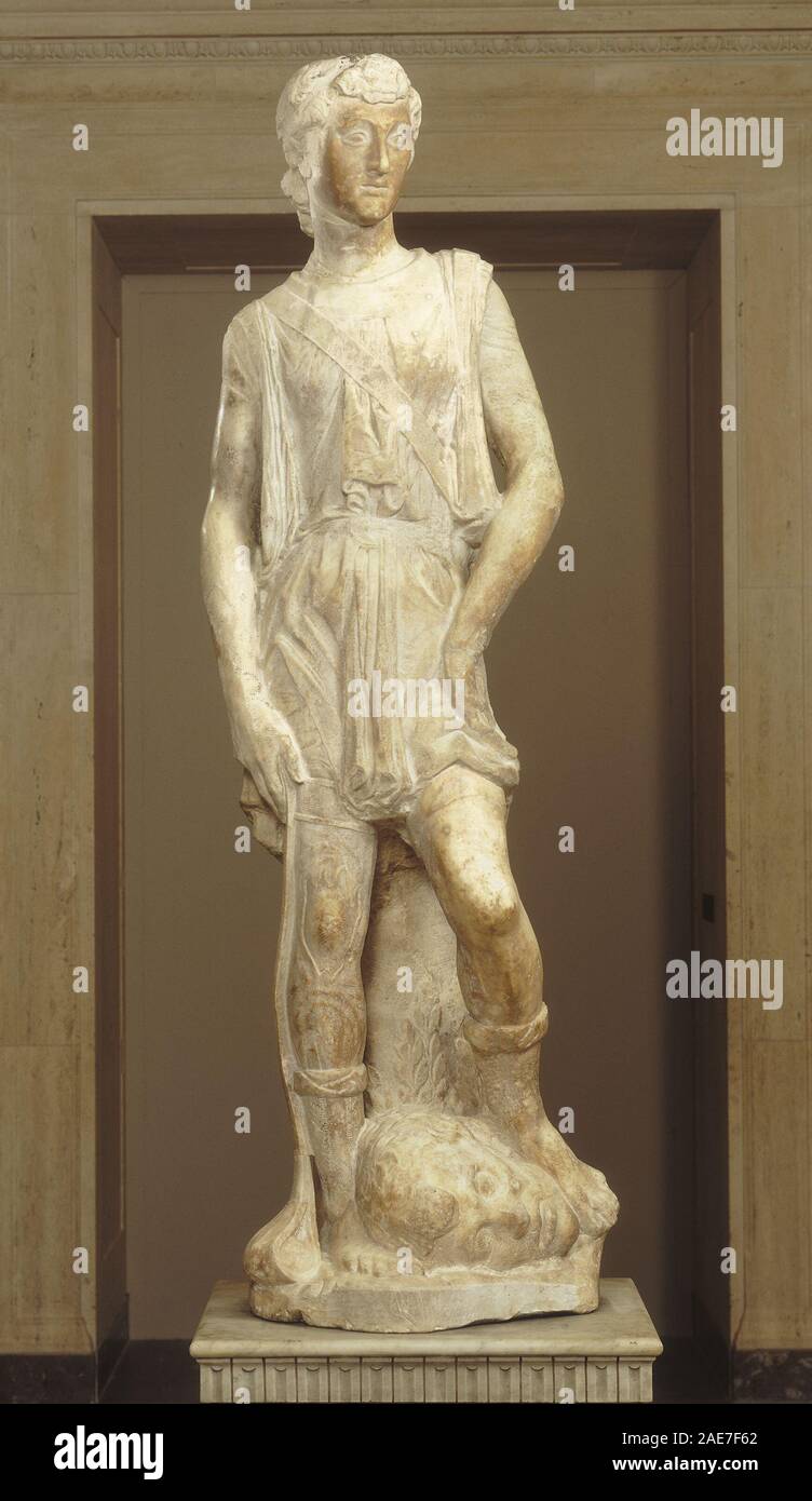 Marble sculpture of David by Bernardo or Antonio Rossellino, created ...