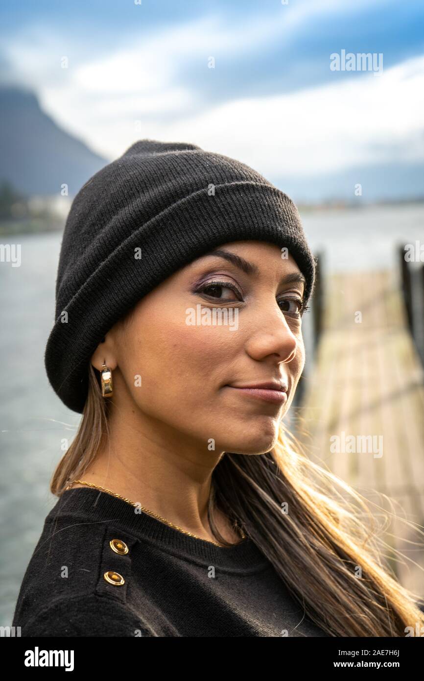 some pictures of a pretty girl at different places Stock Photo