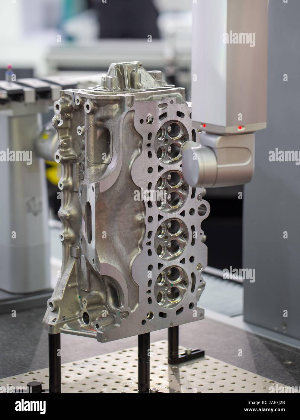 CMM Coordinate Measuring Dimension Machine inspecting engine part Stock