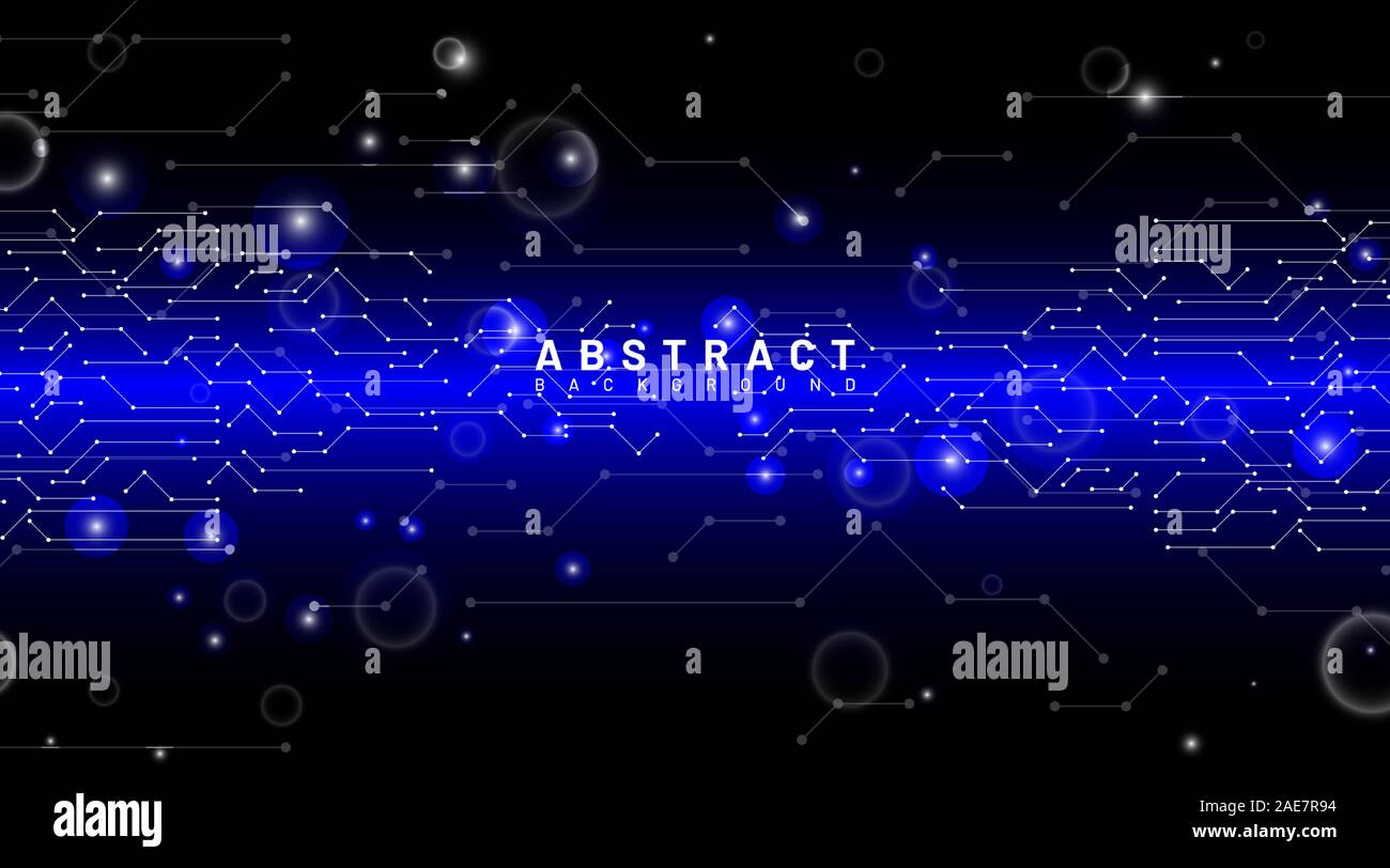 abstract vector background. circuit design connected with black blue gradient. technology background Stock Vector