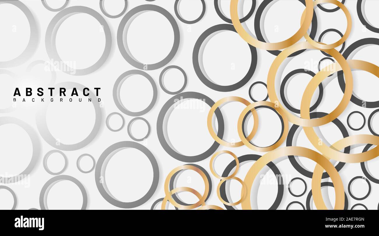 abstract vector background. overlapping golden and gray circles. design illustration Stock Vector