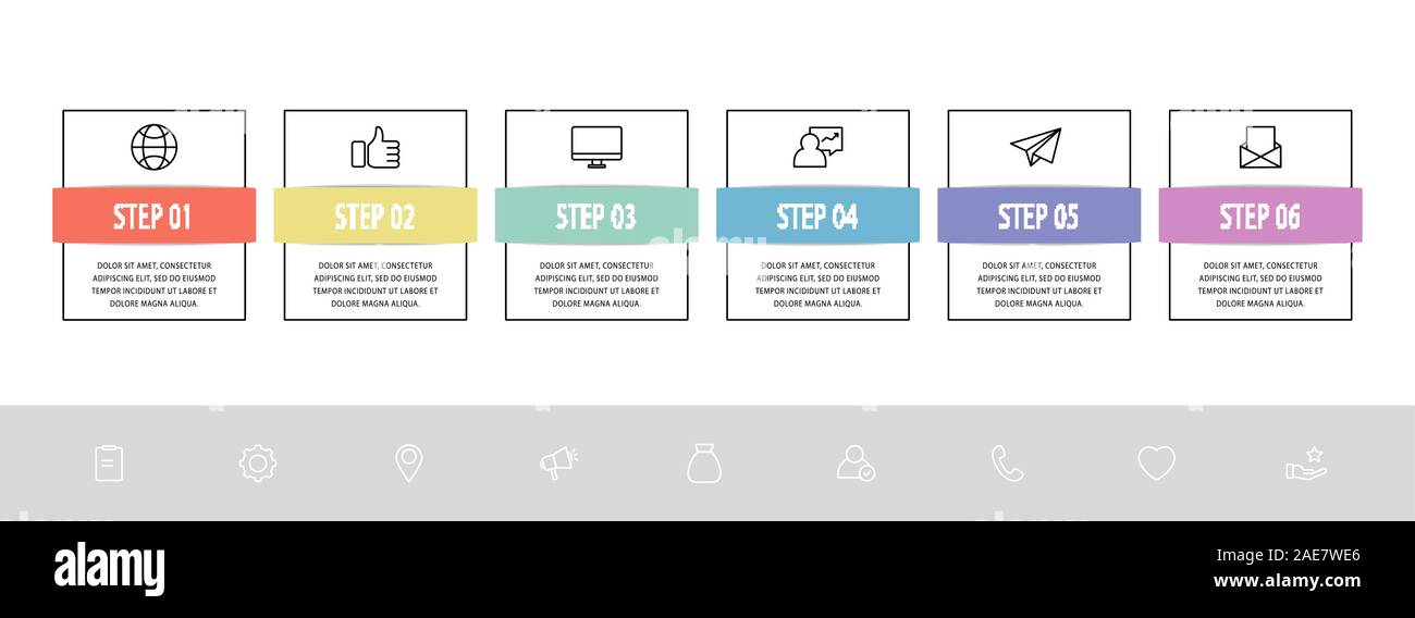 Vector infographic flat template. Rectangles for six diagrams, graph ...