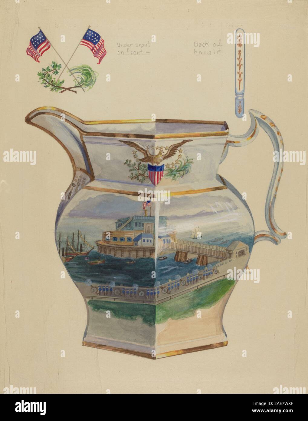Glazed Stone China Pitcher; 1935/1942 Charles Caseau, Glazed Stone China Pitcher, 1935-1942 Stock Photo