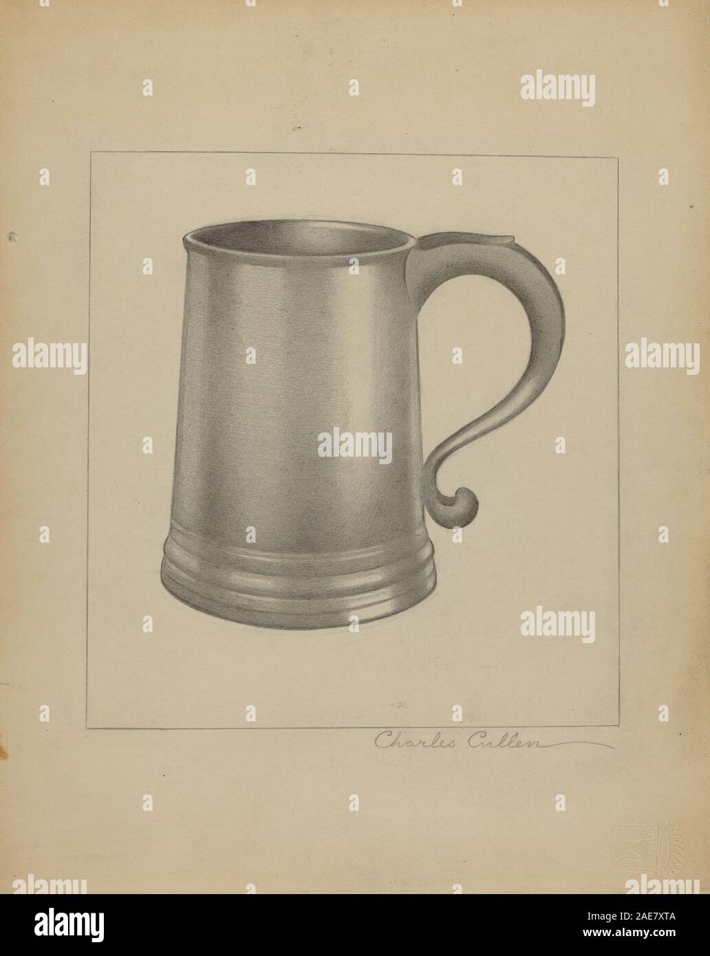 Pewter Mug; circa 1936 date Charles Cullen, Pewter Mug, c 1936 Stock