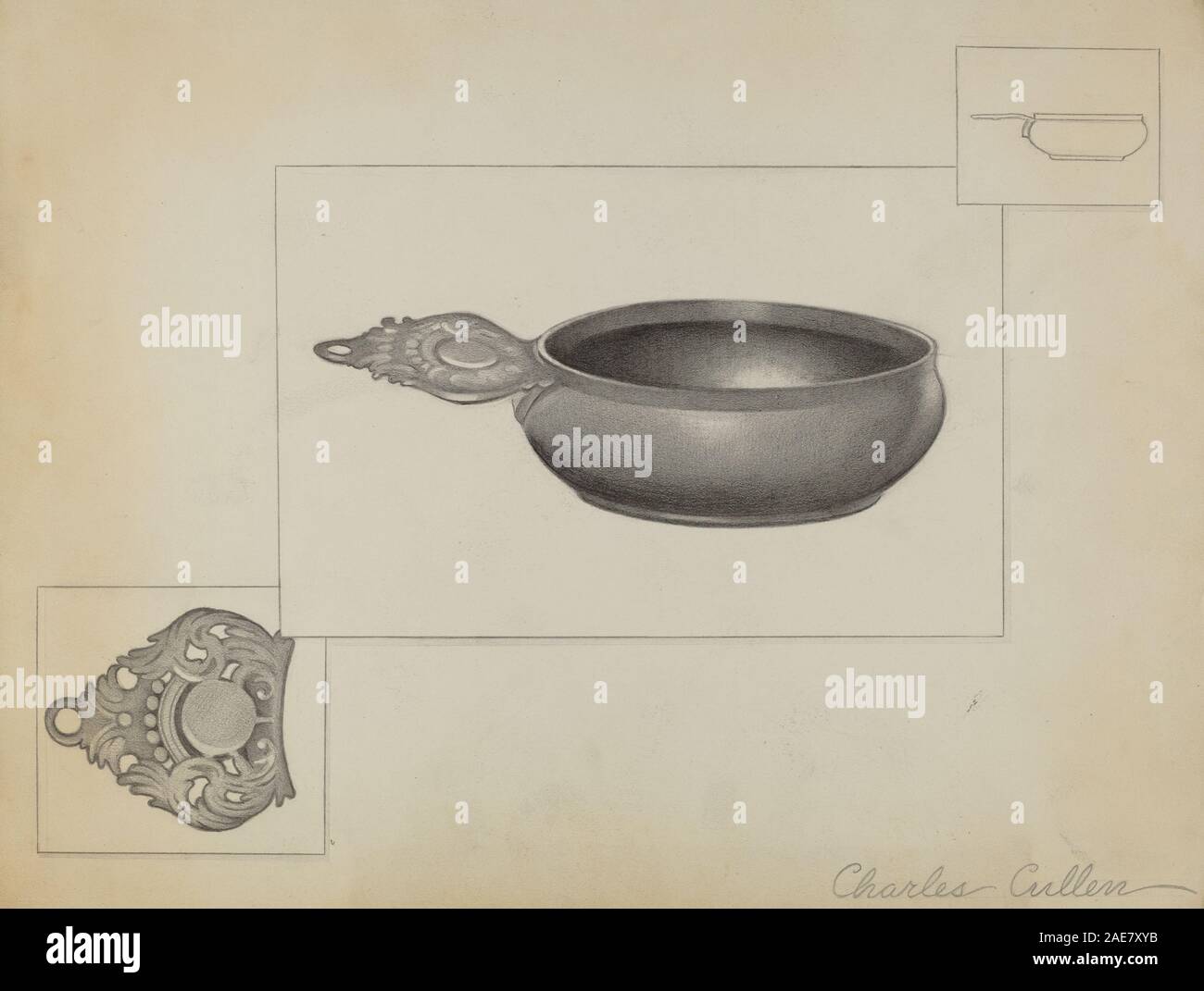 Pewter Porringer; circa 1936 date Charles Cullen, Pewter Porringer, c