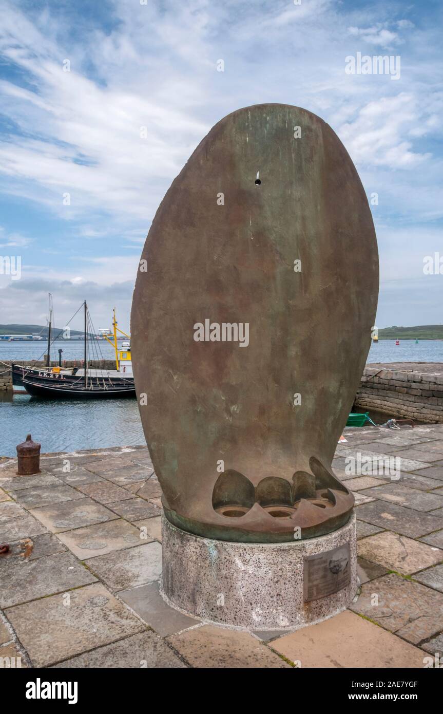 Propellor blade of HMS Oceania that sank off Shetland in 1914. Displayed at Hay's Dock, Lerwick. Stock Photo