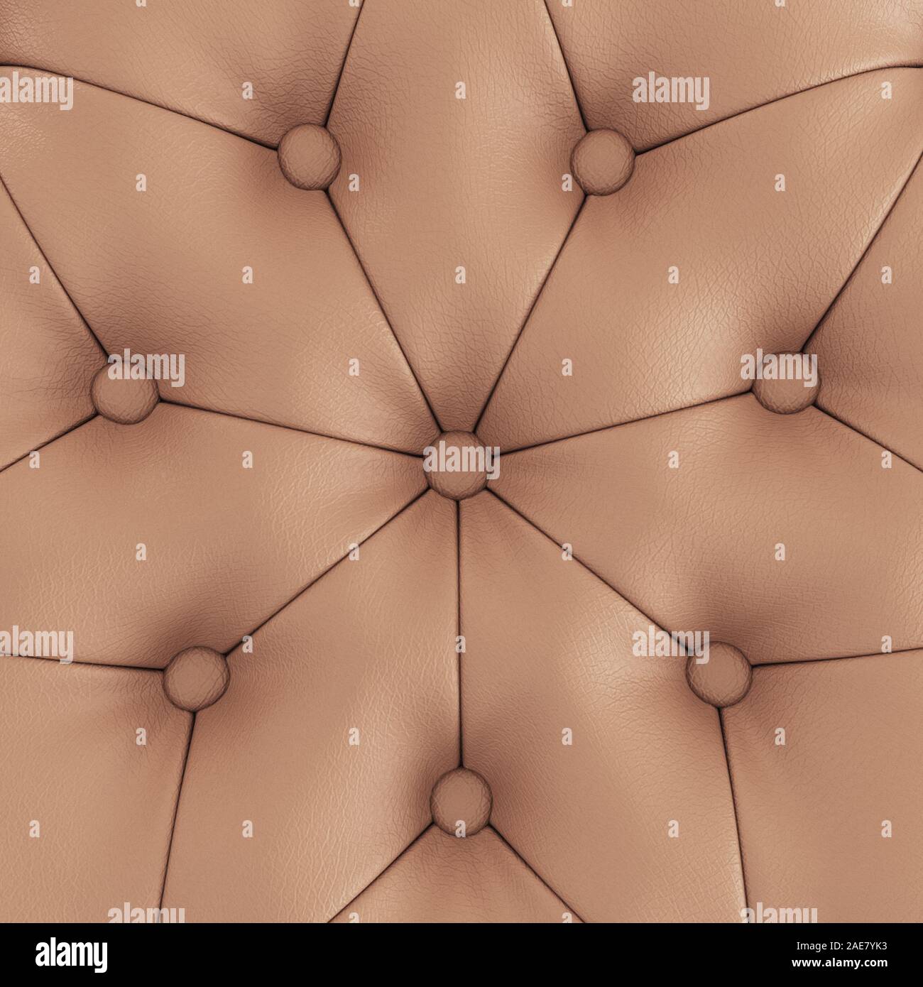 Quilted soft leather brown panel. 3d rendering Stock Photo